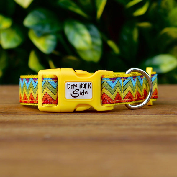 Rainbow Waves Dog Collar - Hand Made by The Bark Side