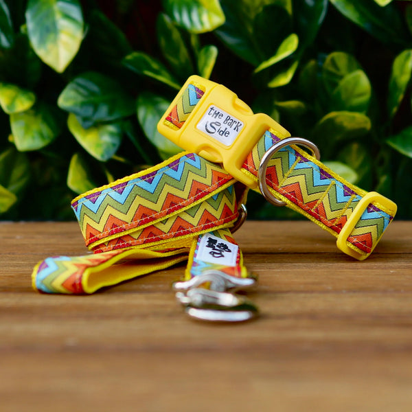 Rainbow Waves Dog Collar - Hand Made by The Bark Side