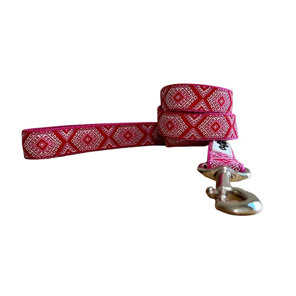 Aztec Dog Lead Leash: Pink Blue - Hand Made by The Bark Side