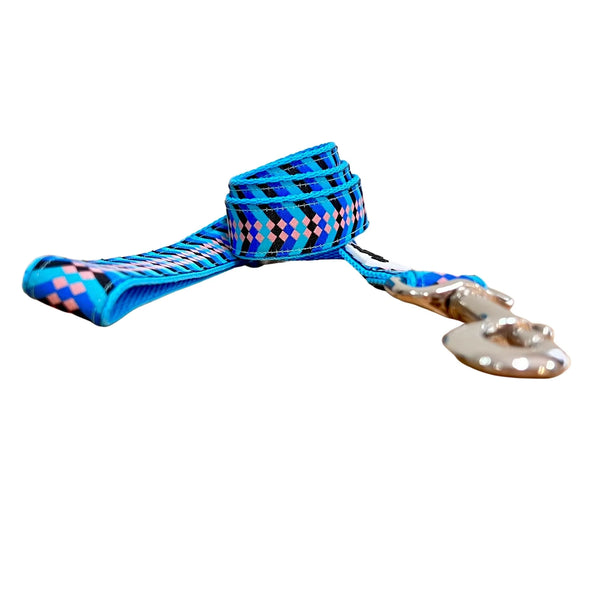 Diamond Chevron - Pink Blue: Dog Lead / Leash - Hand Made by The Bark Side