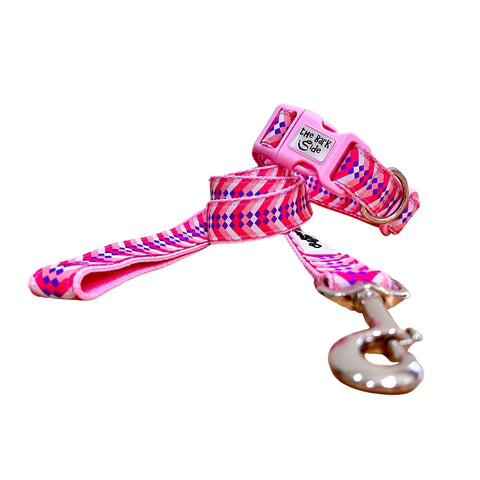 Diamond Chevron - Pink Blue: Dog Lead / Leash - Hand Made by The Bark Side
