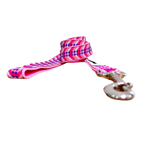 Diamond Chevron - Pink Blue: Dog Lead / Leash - Hand Made by The Bark Side