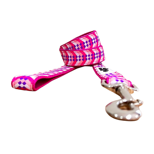 Diamond Chevron - Pink Blue: Dog Lead / Leash - Hand Made by The Bark Side