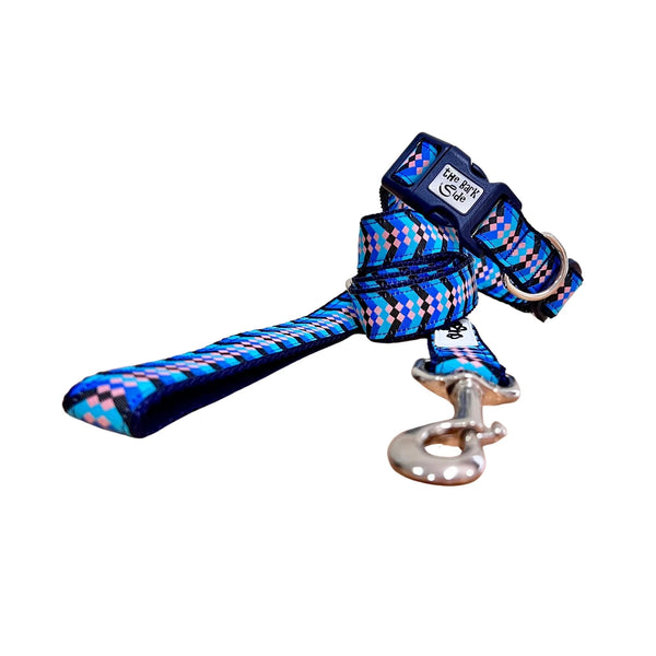Diamond Chevron - Pink Blue: Dog Lead / Leash - Hand Made by The Bark Side