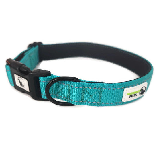 Nylon w/Reflective Stitching Padded Dog Collar - Moondidley Pets
