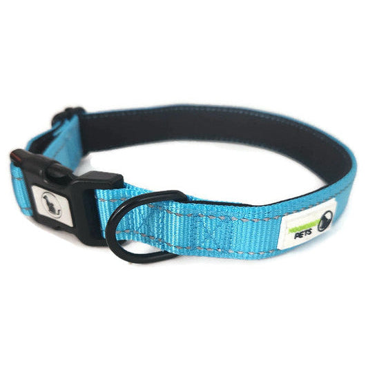 Nylon w/Reflective Stitching Padded Dog Collar - Moondidley Pets