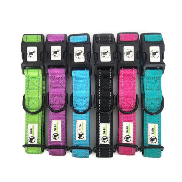 Nylon w/Reflective Stitching Padded Dog Collar - Moondidley Pets