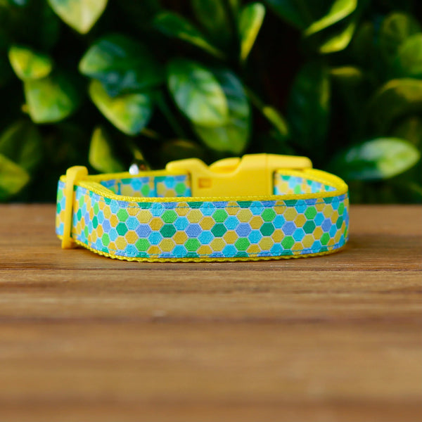 Hexagonal Honeycomb Dog Collar - Hand Made by The Bark Side