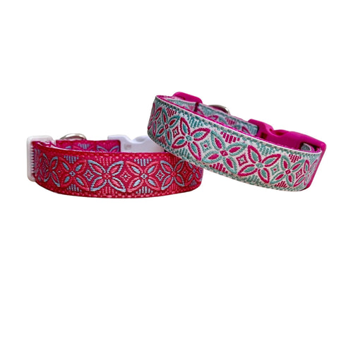Geometric Flower Dog Collar - Hand Made by The Bark Side