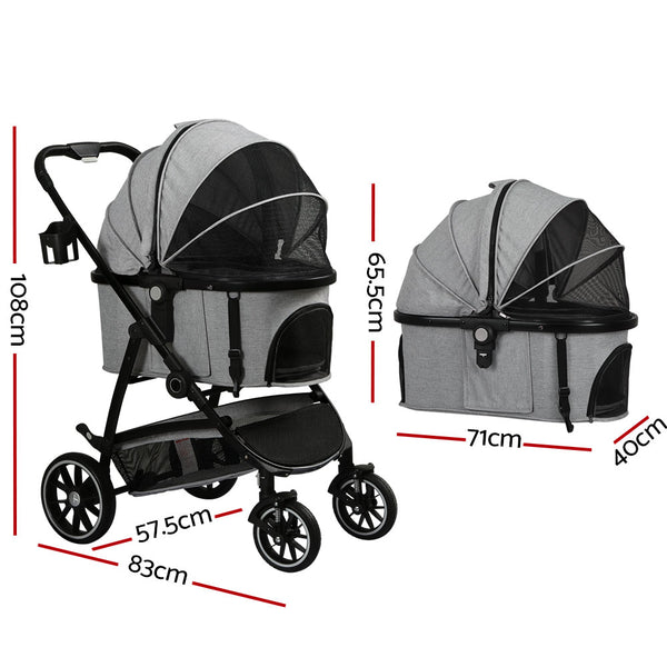 i.Pet Pet Stroller Dog Pram Large Cat Carrier Travel Pushchair 4 Wheels Foldable