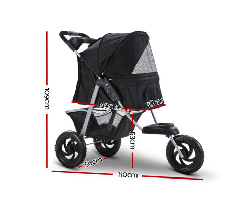 i.Pet Pet Stroller Dog Pram Large Cat Carrier Travel 3 Wheels Foldable Pushchair