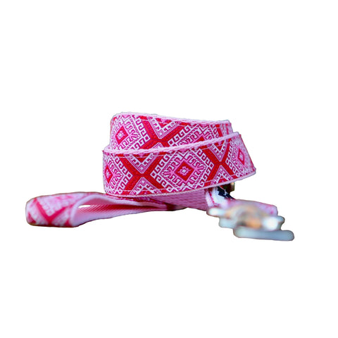 Aztec Dog Lead Leash: Pink Blue - Hand Made by The Bark Side