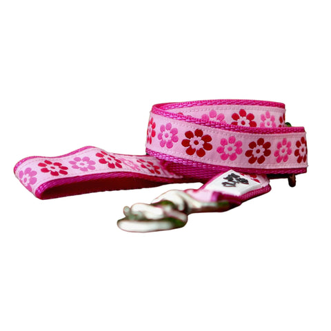 Pink Flower Dog Lead / Leash - Hand Made by The Bark Side