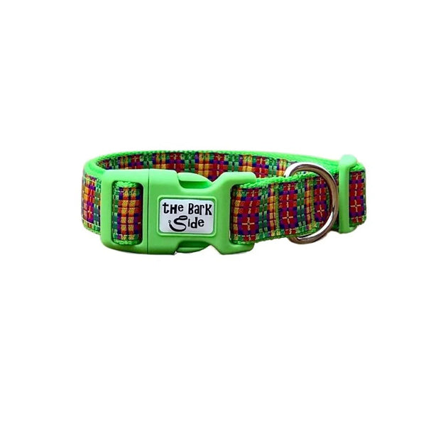 Rainbow Plaid Tartan Dog Collar - Hand Made by The Bark Side