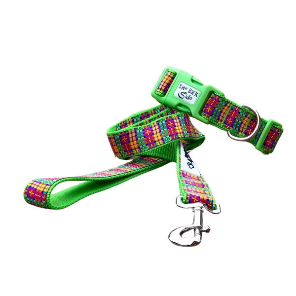 Rainbow Plaid Tartan Dog Lead / Leash - Hand Made by The Bark Side