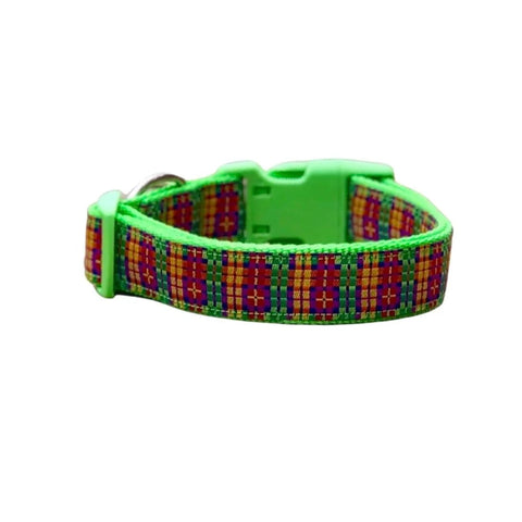 Rainbow Plaid Tartan Dog Collar - Hand Made by The Bark Side