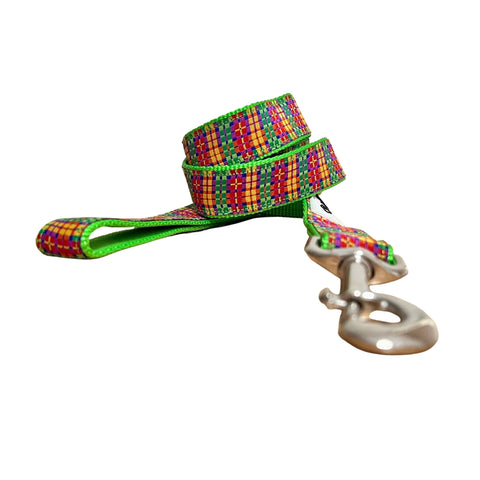 Rainbow Plaid Tartan Dog Lead / Leash - Hand Made by The Bark Side