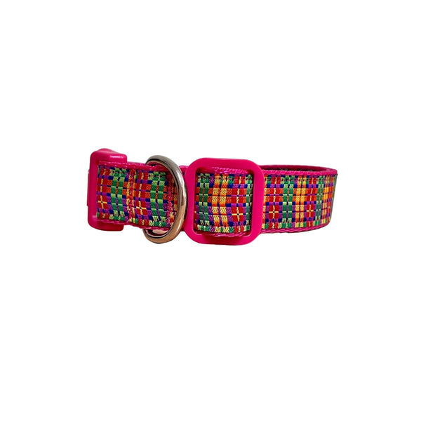 Rainbow Plaid Tartan Dog Collar - Hand Made by The Bark Side