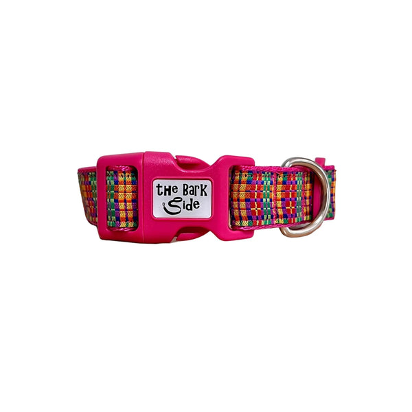 Rainbow Plaid Tartan Dog Collar - Hand Made by The Bark Side