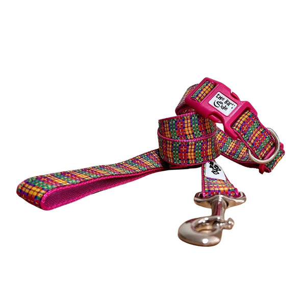 Rainbow Plaid Tartan Dog Lead / Leash - Hand Made by The Bark Side