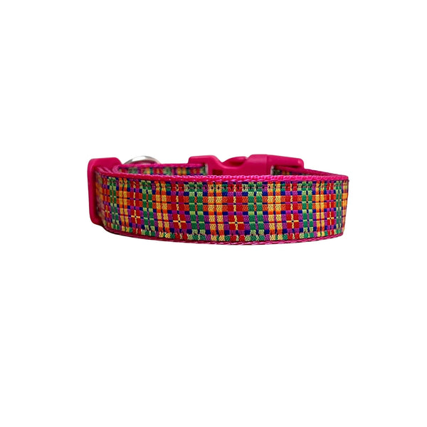 Rainbow Plaid Tartan Dog Collar - Hand Made by The Bark Side