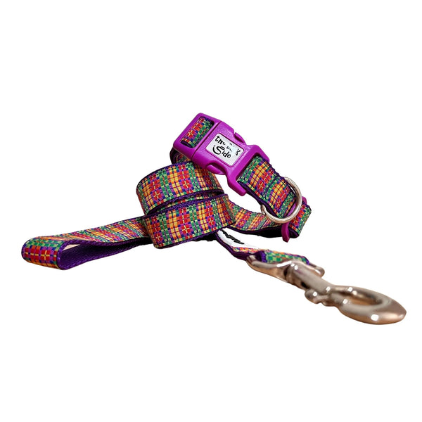 Rainbow Plaid Tartan Dog Lead / Leash - Hand Made by The Bark Side