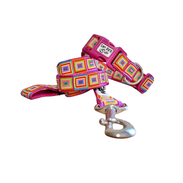 Rainbow Squares Dog Lead / Dog Leash - Hand Made by The Bark Side