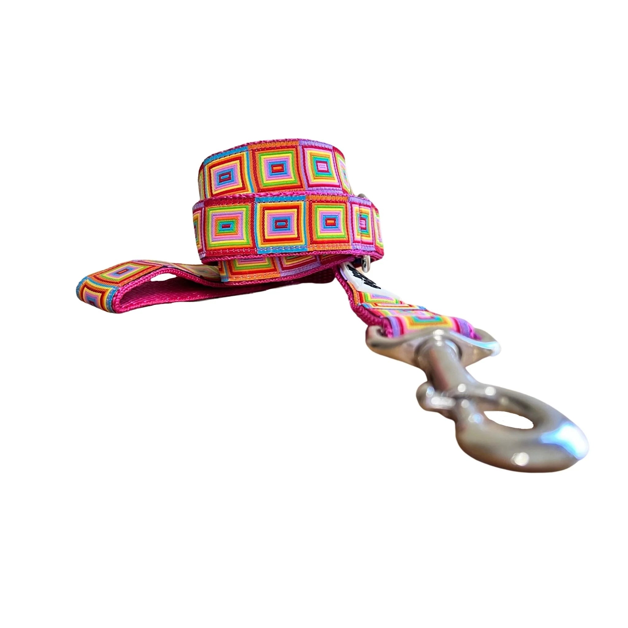Rainbow Squares Dog Lead / Dog Leash - Hand Made by The Bark Side