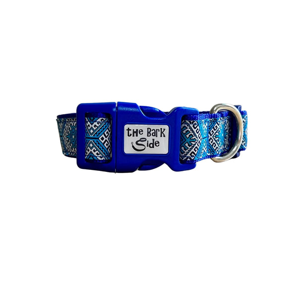 Aztec Dog Collar - Pink Blue - Hand Made by The Bark Side