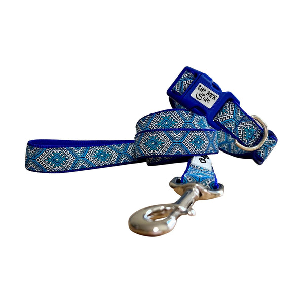 Aztec Dog Lead Leash: Pink Blue - Hand Made by The Bark Side