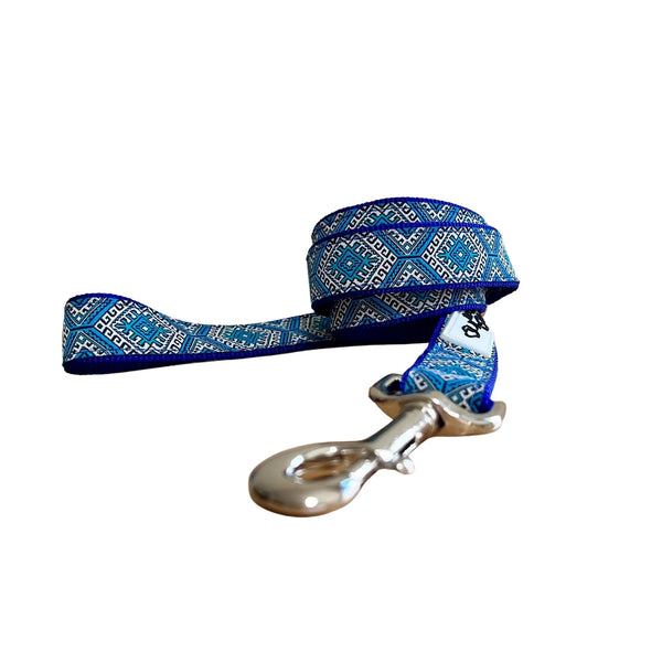 Aztec Dog Lead Leash: Pink Blue - Hand Made by The Bark Side