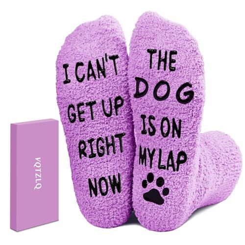 Funny Cozy Socks for Dog Lovers, Perfect Christmas, Birthday, Gifts for Mom, Wife, Dog Moms (Purple)
