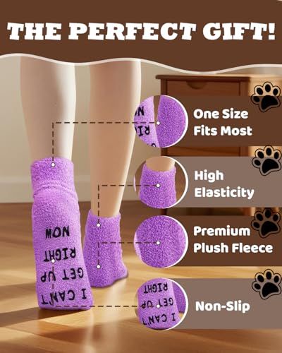 Funny Cozy Socks for Dog Lovers, Perfect Christmas, Birthday, Gifts for Mom, Wife, Dog Moms (Purple)