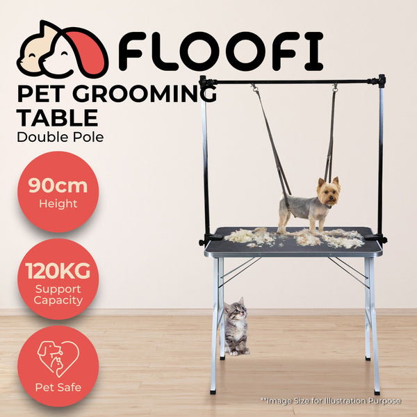 Floofi Pet Grooming Table 90cm Double Pole (Black)