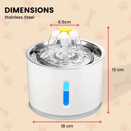 Floofi Pet Water Fountain 2.4L with Stainless Steel