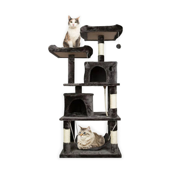 FLOOFI 145cm Plush Cat Condo Cat Tree Dark Grey