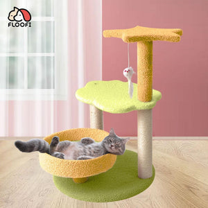 Floofi 75cm Galaxy Plush Scratching Post Cat Tree Yellow Green