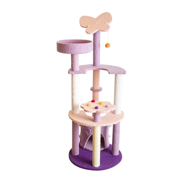 Floofi 128cm Butterfly Plush Cat Condo Cat Tree Pink Purple