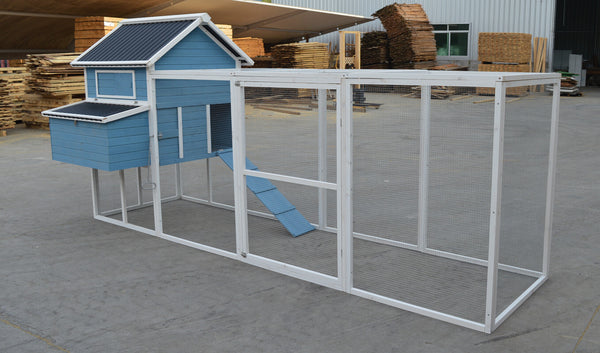 YES4PETS 371cm Blue XXL Chicken Coop Rabbit Guinea Pig Hutch Ferret Hen Cat Kitten House