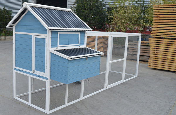 YES4PETS 371cm Blue XXL Chicken Coop Rabbit Guinea Pig Hutch Ferret Hen Cat Kitten House