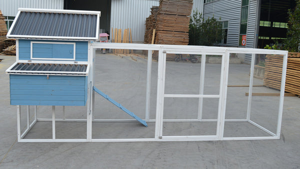 YES4PETS 371cm Blue XXL Chicken Coop Rabbit Guinea Pig Hutch Ferret Hen Cat Kitten House