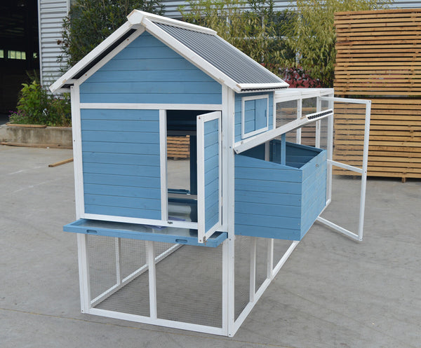YES4PETS 371cm Blue XXL Chicken Coop Rabbit Guinea Pig Hutch Ferret Hen Cat Kitten House