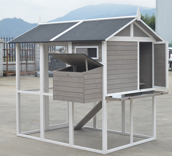 YES4PETS Grey XL Chicken Coop Rabbit Guinea Pig Hutch Ferret Hen Cat Bird House