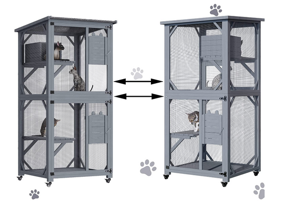 YES4PETS 173cm Pet Cat Bird Shelter Condo with Escape Door Wooden Kitten Cage House