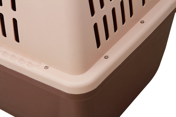 YES4PETS Large Plastic Kennels Pet Carrier Dog Cat Big Parrot Cage Crate With Handle and Wheel Brown