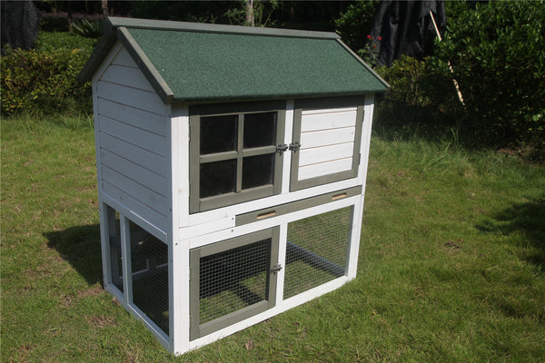 YES4PETS XL Double Storey Rabbit Hutch  Guinea Pig Ferret Cage 102x65x98cm