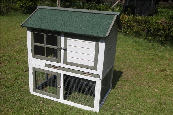 YES4PETS XL Double Storey Rabbit Hutch  Guinea Pig Ferret Cage 102x65x98cm