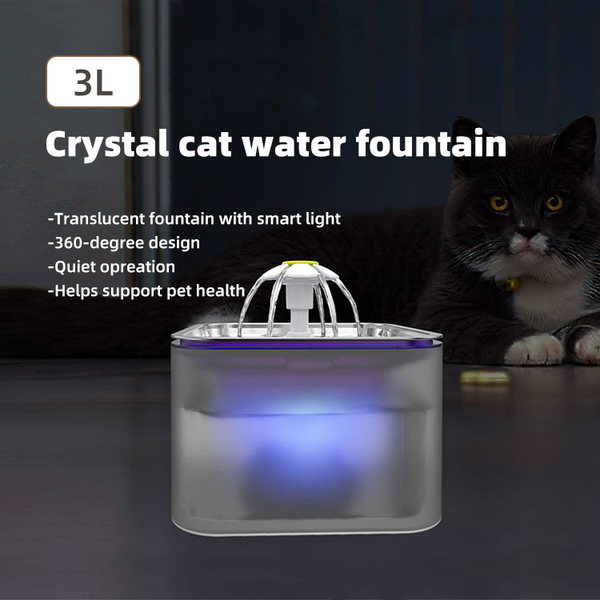 YES4PETS 3L Automatic Electric Pet Water Fountain Dog Cat Stainless Steel Dispenser Grey
