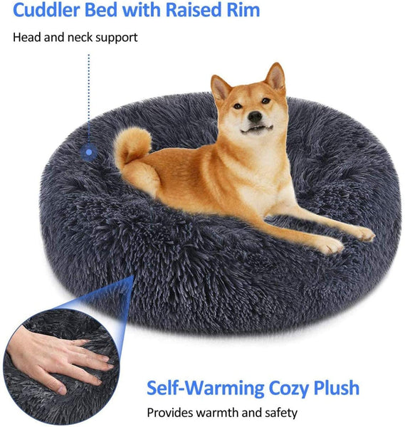 Soft Dog Bed Round Washable Plush Cat Bed Sofa Medium 60cm