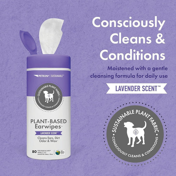 Petkin PLANT-BASED EAR WIPES Lavender Scented 80pk